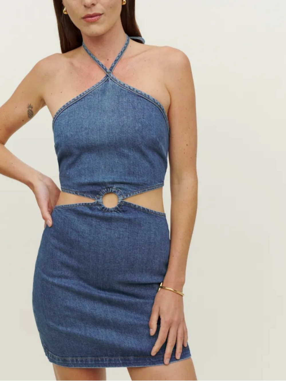 Reformation Pierre Mini Dress Denim Blue Jean Country Chic